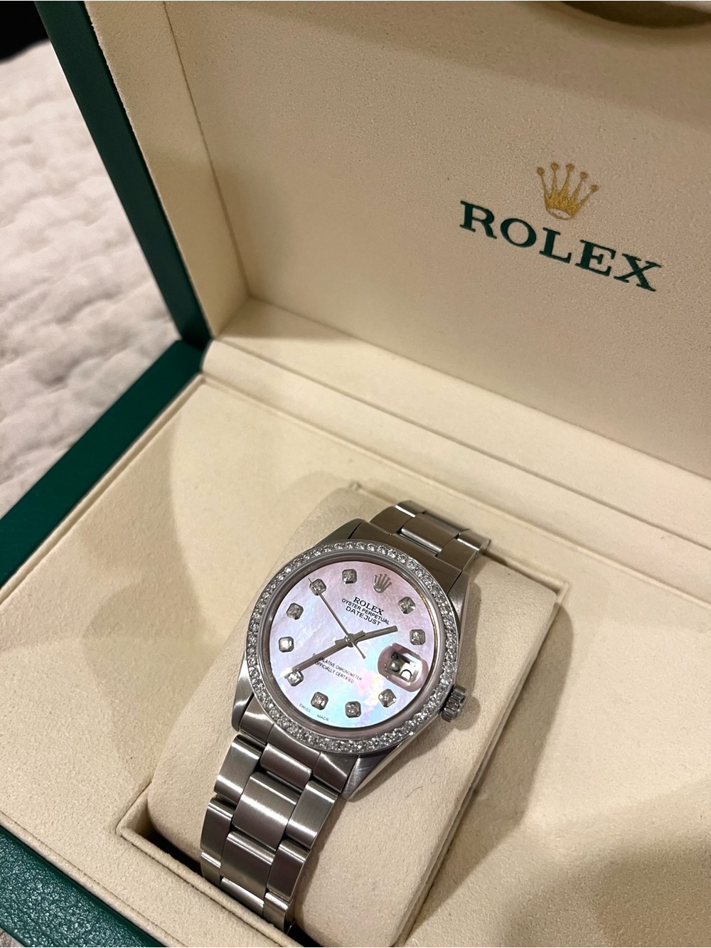 Rolex Oyster Perpetual Datejust 36mm Stainless Steel Custom Diamond Bezel & Dial